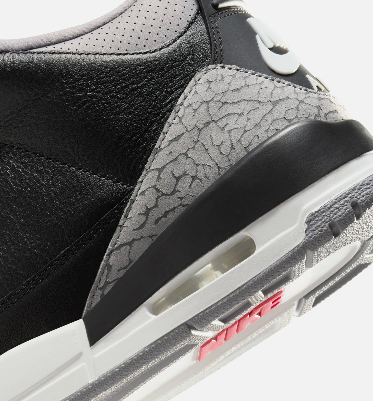 Air Jordan 3 Retro Black Cement Men's Sneakers - Black / Fire Red / Cement Grey / Summit White
