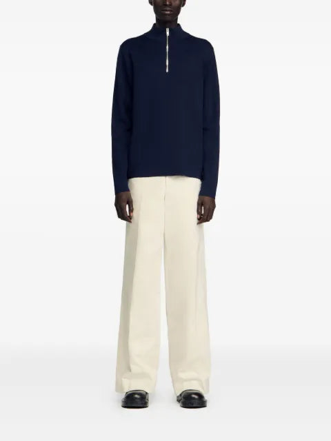 SANDRO wool sweater with zipped collar