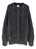 KAMIYA  cable-knit distressed sweater