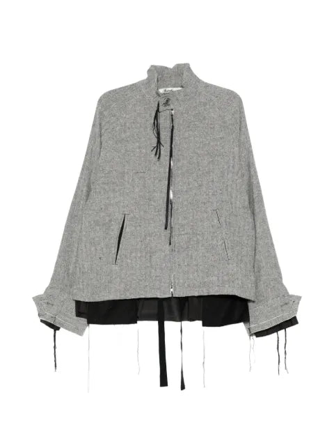 midorikawa frayed zip-up shirt jacket