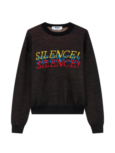 MSGM slogan-intarsia crew-neck sweater