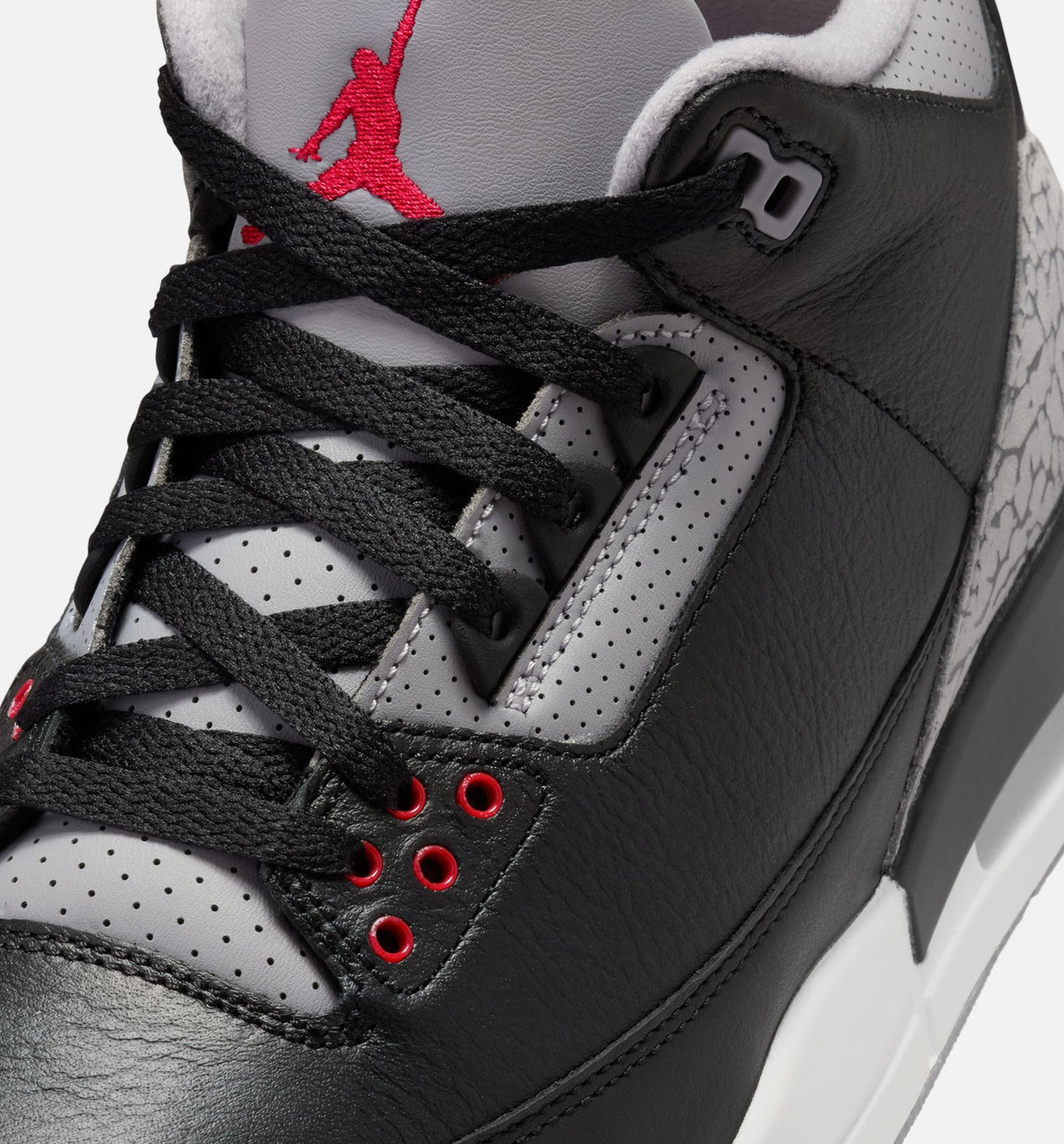 Air Jordan 3 Retro Black Cement Men's Sneakers - Black / Fire Red / Cement Grey / Summit White