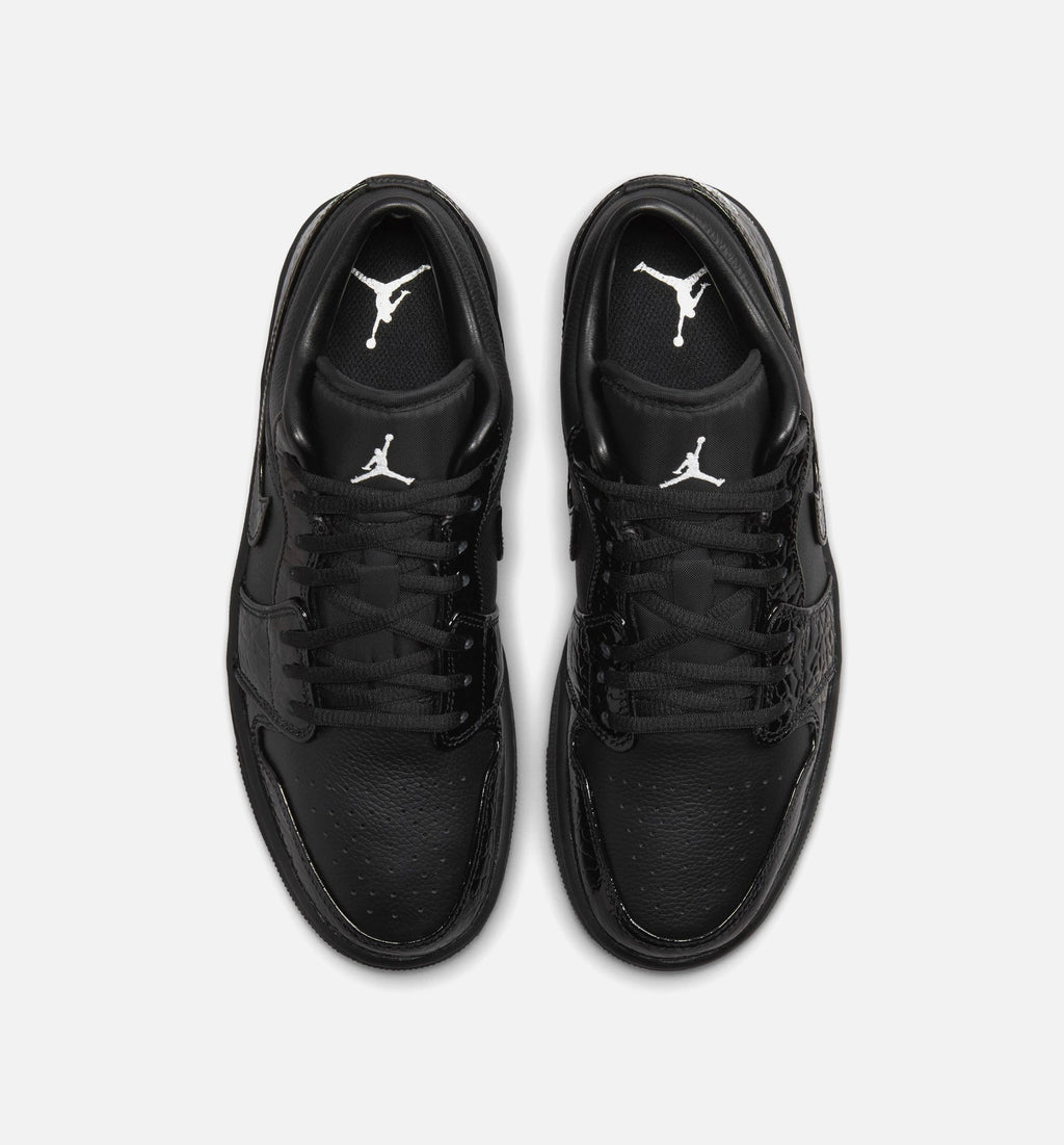 Air Jordan 1 Low Patent Elephant Women's Lifestyle Shoes - Black/Black/White/Metallic Silver