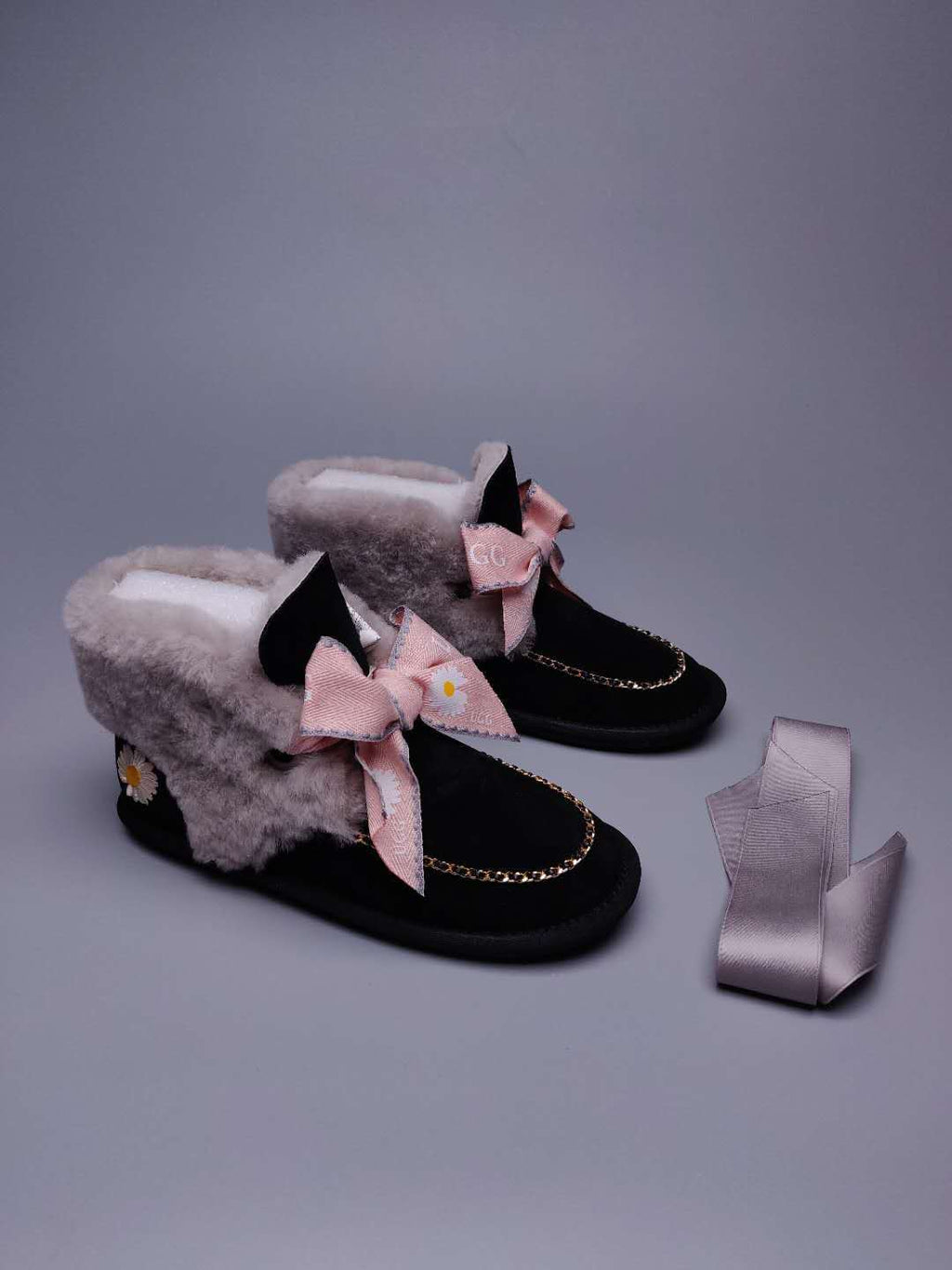 Daisy Chain Ribbon Snow Boot — Black | New Arrival | In Stock