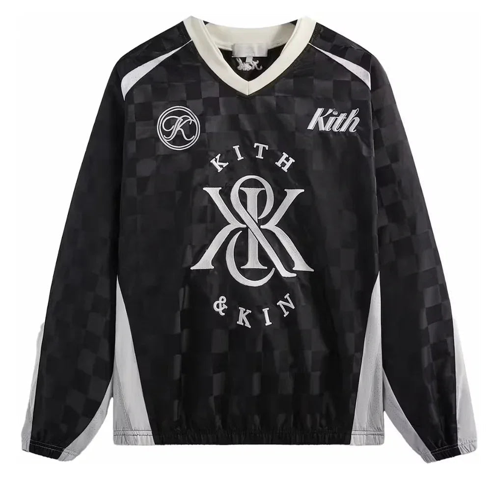 Kith Checkered Satin Dayton Combo Pullover Black