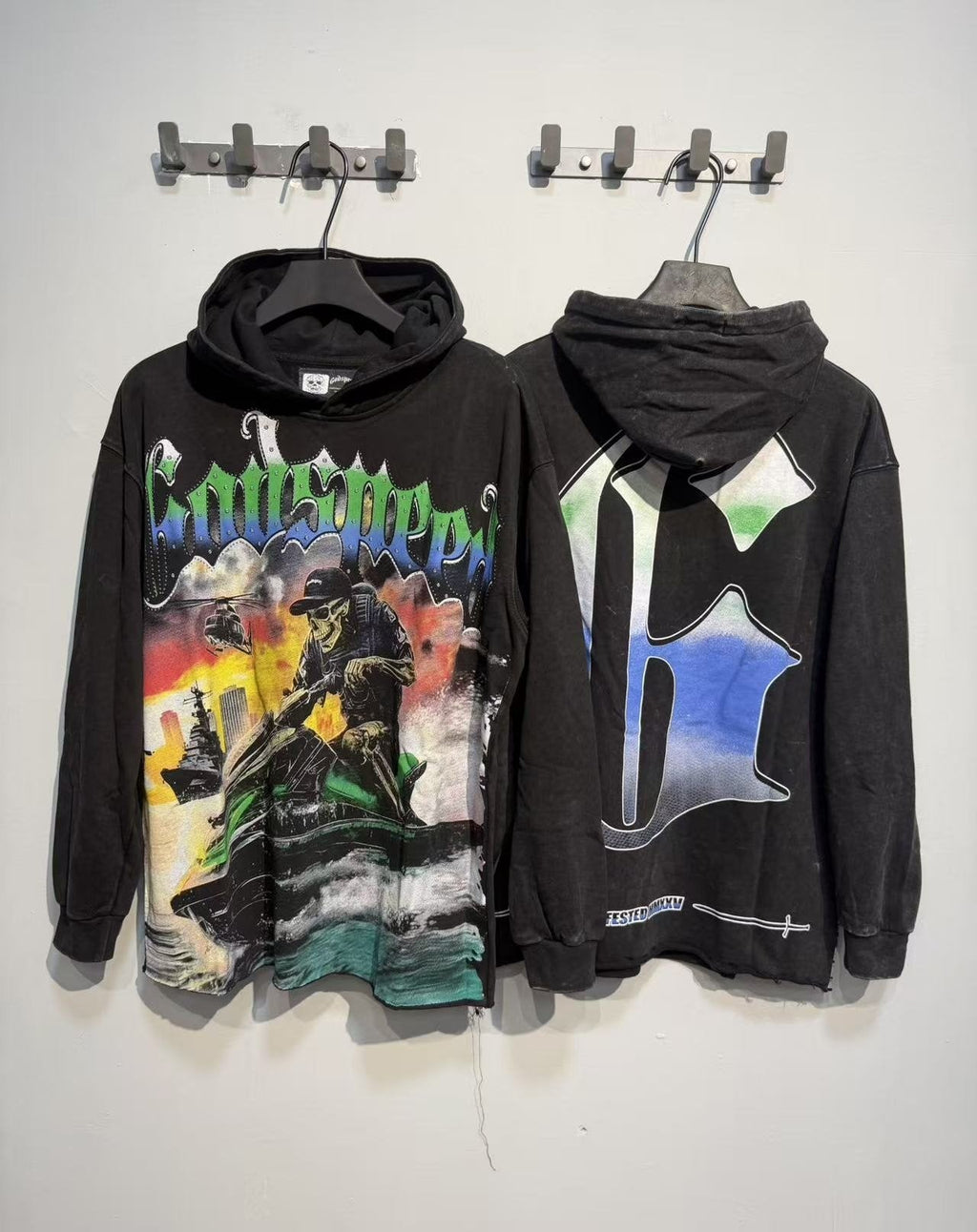 Godspeed Jet Ski Graphic Acid-Wash Hoodie