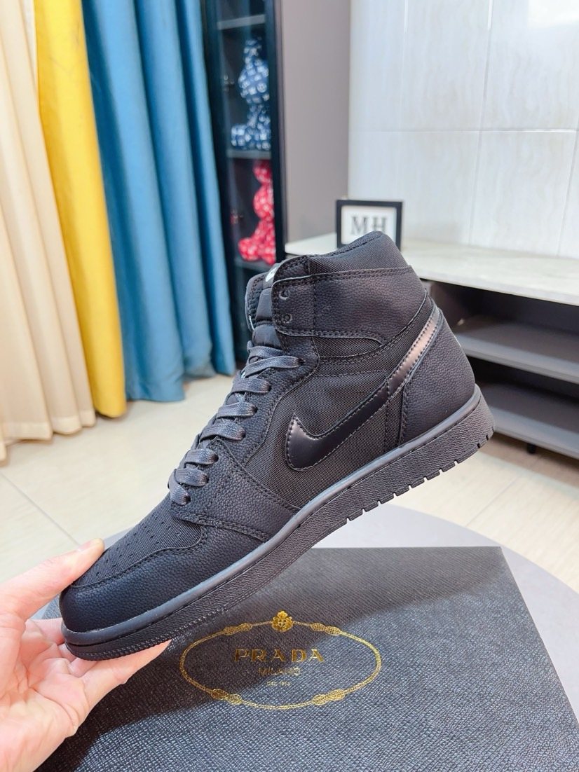 Prada Dark Charcoal High-Top Sneakers