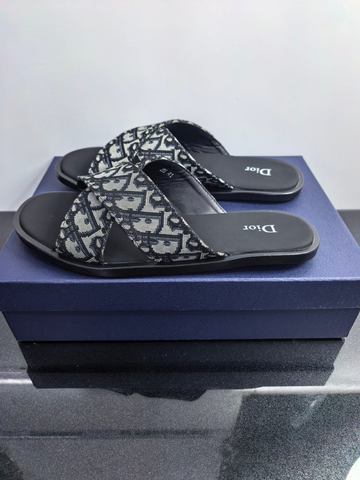 Dior Pattern Crossover Slide Sandals