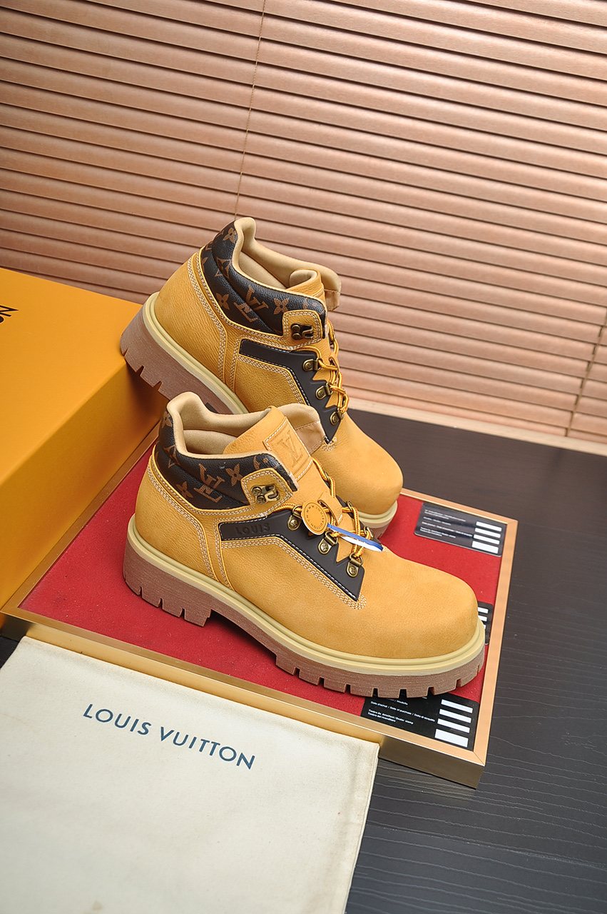 Louis Vuitton Lace-Up Lug-Sole High-Top Boots
