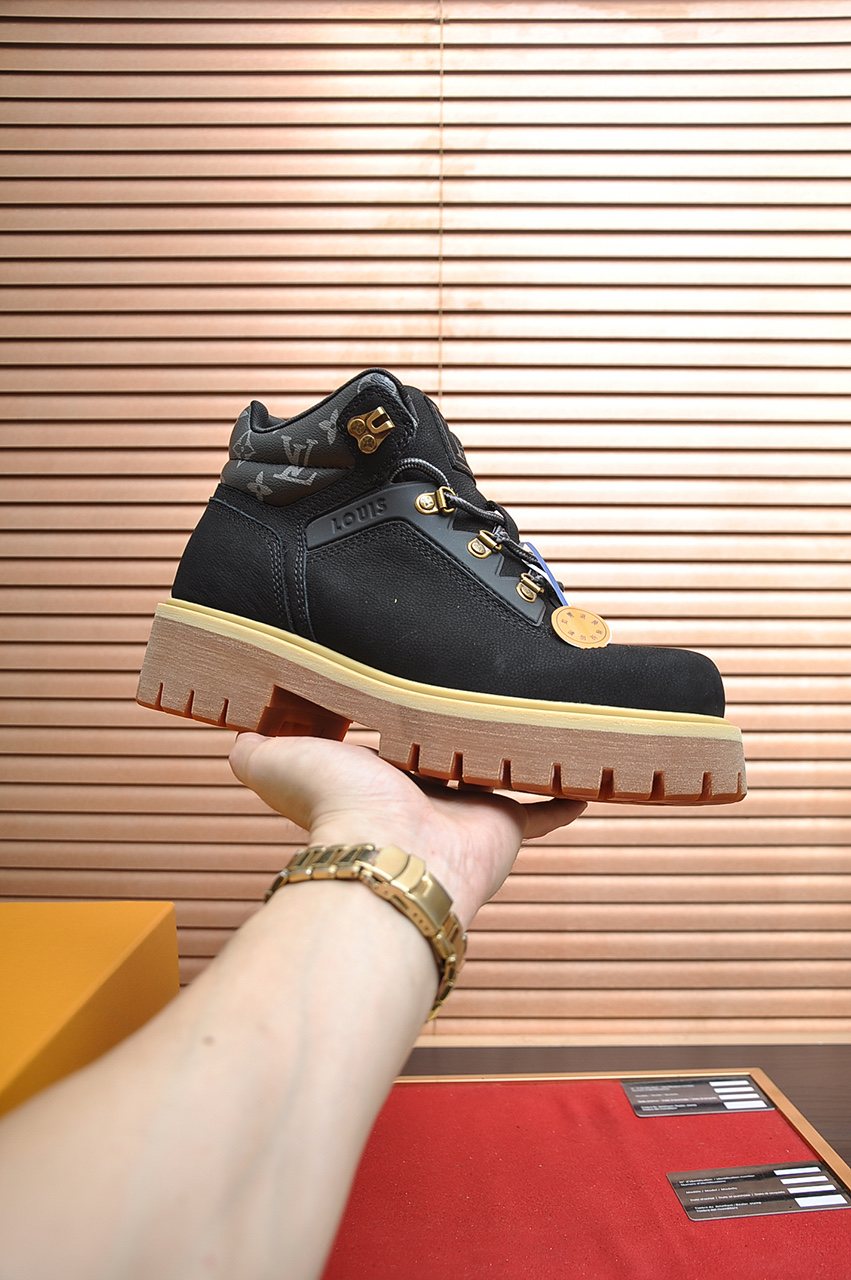 Louis Vuitton Lace-Up Lug-Sole High-Top Boots
