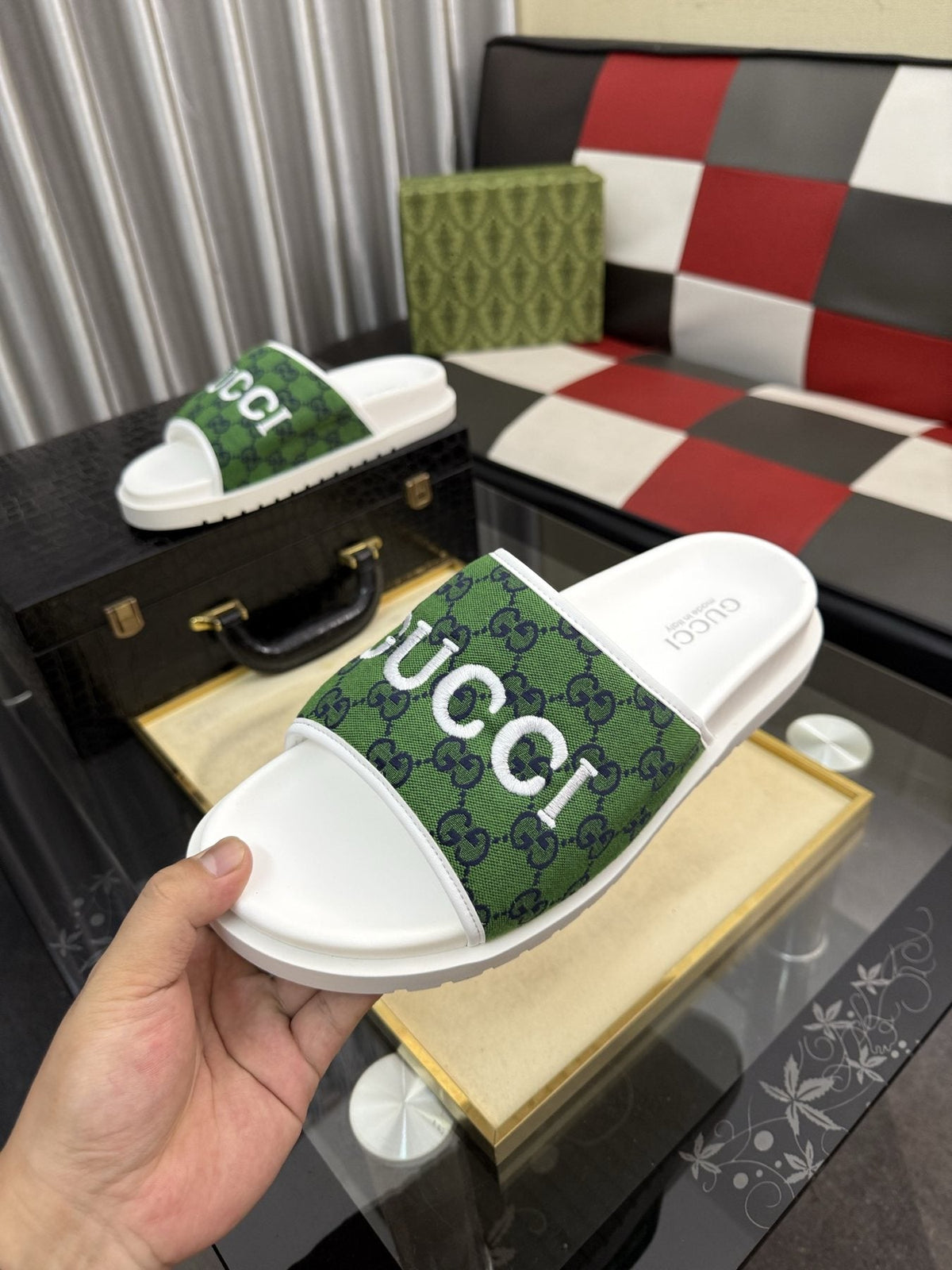 Gucci Logo Strap Slide Sandals