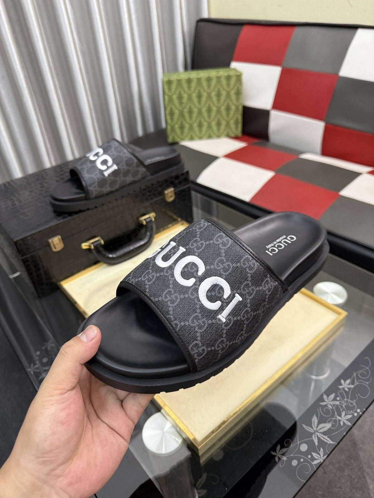 Gucci Logo Strap Slide Sandals